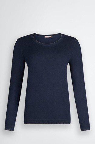LIU JO Viscose blend jumper with Lurex® details Dark Blue 7