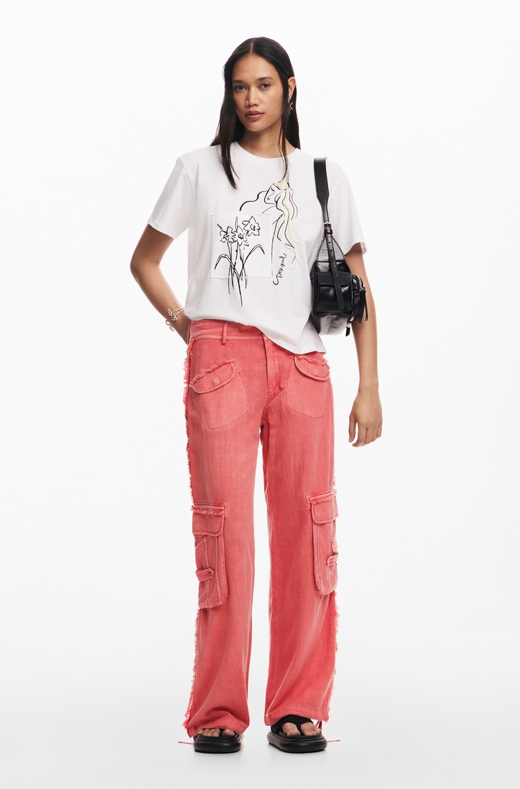 DESIGUAL Arty print T-shirt White 