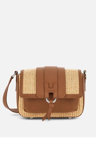 Torbica za čez ramo iz usnja in rafije