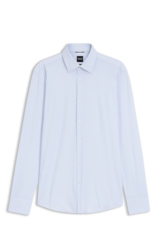 Slim fit vzorčasta srajca iz performance-stretch jerseya