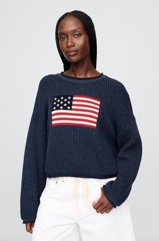 Americana cropped ženski pleten pulover