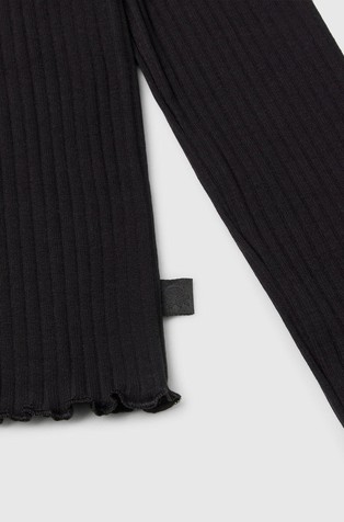 BENETTON Slim fit rebrasta bombažna majica z dolgimi rokavi Črna - Black 3