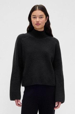 CashSoft Shaker-Stitch Turtleneck Sweater