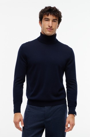 New York Label Wool Roll Neck Jumper