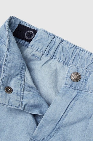 BENETTON Cotton chambray shorts with pleats Light Blue 3