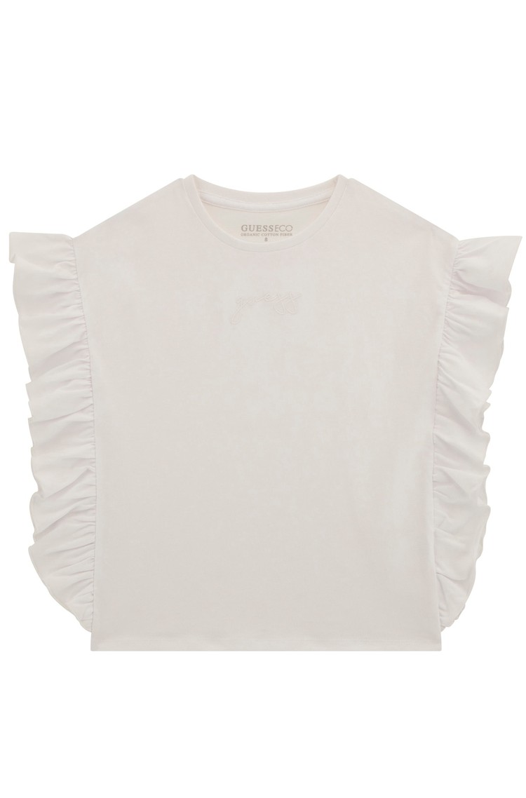 GUESS Cotton crop top with frills White 