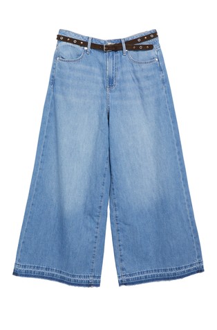 Culotte jeans hlače s pasom z neti