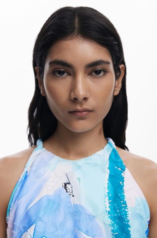 DESIGUAL Patterned tank top Blue / White 3