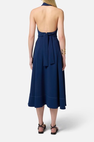 ELISABETTA FRANCHI Brezrokavnik iz krep tkanine s kontrastnimi šivi Modra - Ultramarine 2