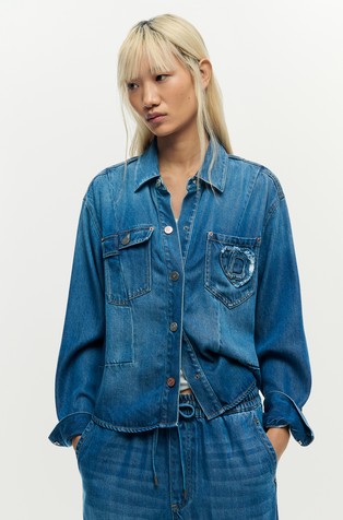 Denim srajčna jakna z logotipom