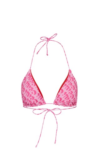 Triangle bikini top with repeat logo print