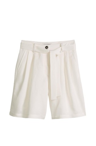 Kratke hlače z gubami iz tencel™ liocela in lana