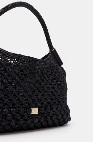 DOLCE &amp; GABBANA Sicily cekar iz rafije in usnja Črna - Black 5