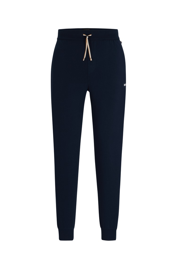 HUGO BOSS Stretch-cotton pyjama bottoms with logo print Dark Blue 