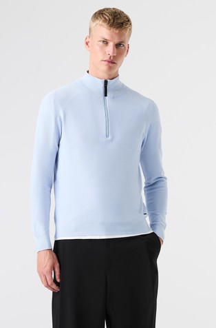 Brezšiven 3D pleten pulover z delno zadrgo