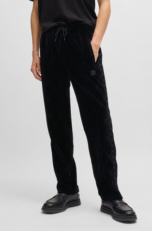 Relaxed fit trenirka iz velurja z logo trakom