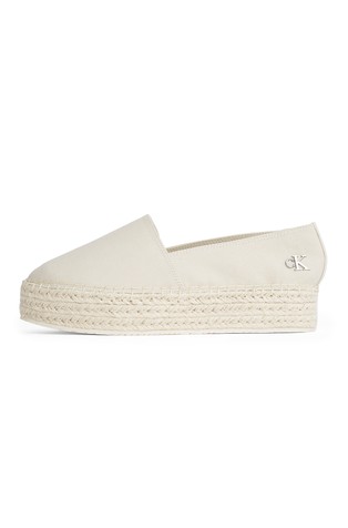 CALVIN KLEIN Canvas Platform Espadrilles Cream 3