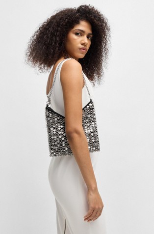 HUGO BOSS Shoulder bag with rings and sequins Silver / Black 3