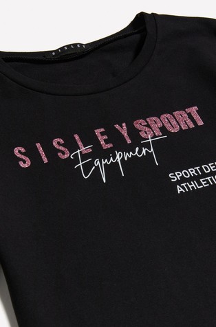 SISLEY Long-sleeved T-shirt with glitter print Black 2
