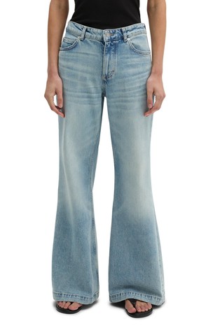 Zvončaste jeans hlače z visokim pasom
