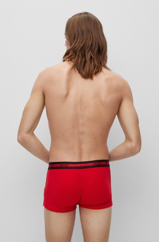 HUGO BOSS Paket 3 bombažnih boksaric z logo pasom Večbarvna - Bright Red 3