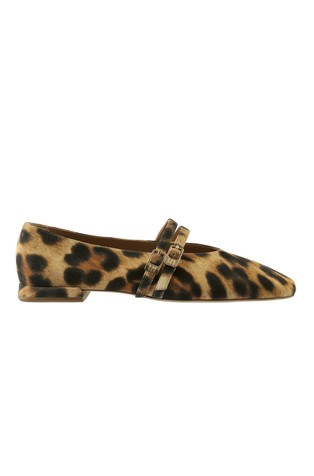 May Leather Ballerinas with Leopard-print