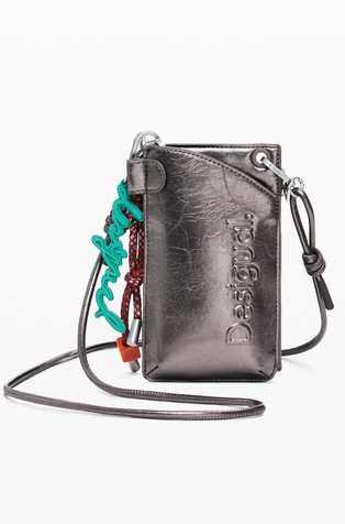 Večnamenska torbica s kovinskim leskom in 3D logotipom