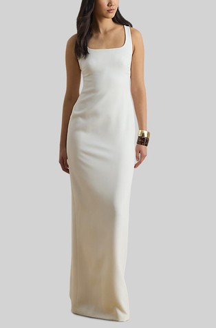 Dolga obleka brez rokavov z zavitim detajlom zadaj