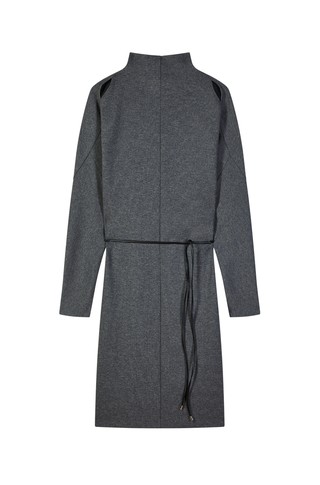 Knit dress with batwing sleeves and belt