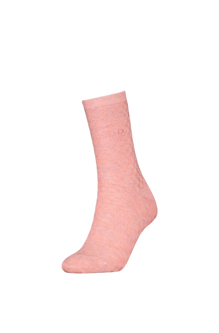 CALVIN KLEIN Crew Socks in Textured Viscose Blend Pink 