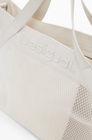 DESIGUAL Large mesh shopper bag White 4