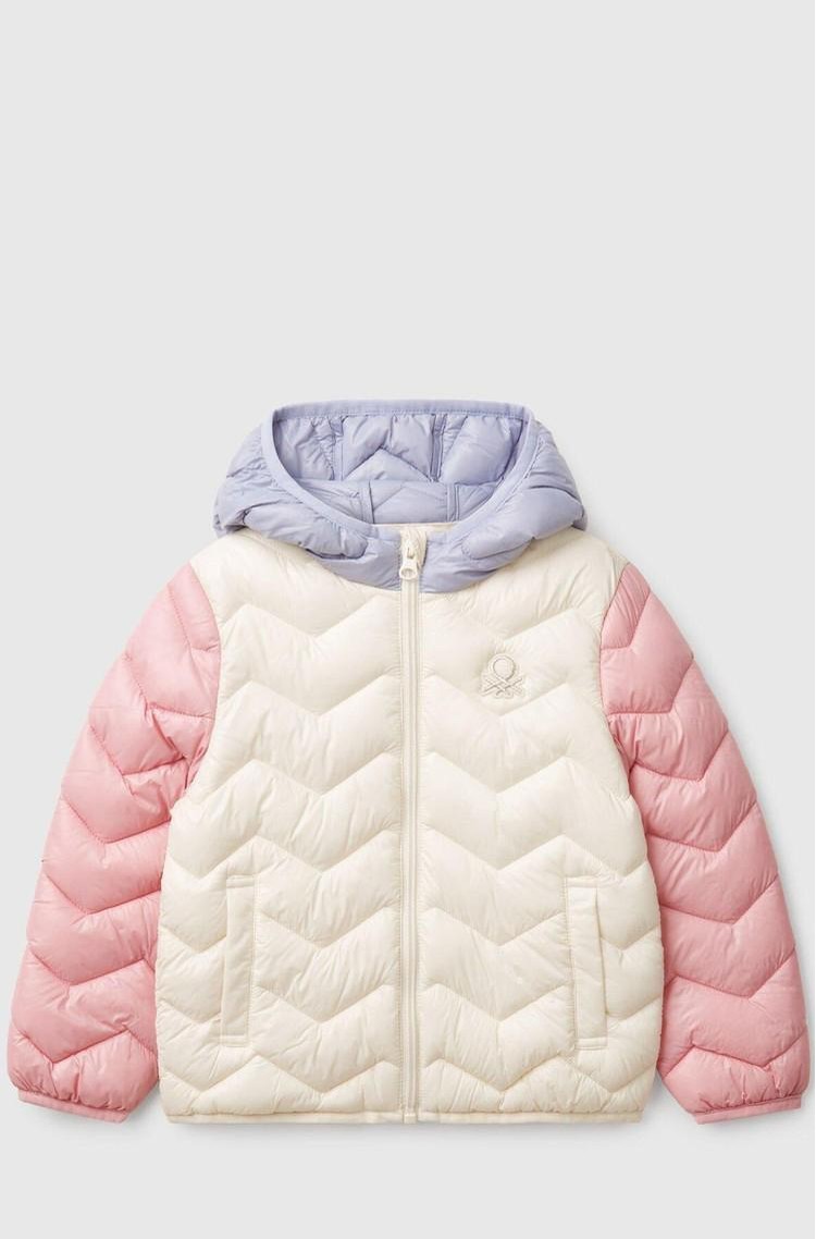BENETTON Prešita bunda s kapuco Večbarvna - Multi Colour 
