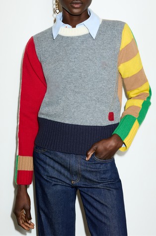 Cropped wool jumper in colourblock
