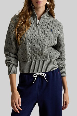 Cable-knit Cotton Quarter-zip Sweater