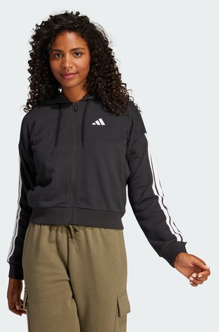 Essential 3-Stripes jopa s kapuco in frotirano notranjostjo