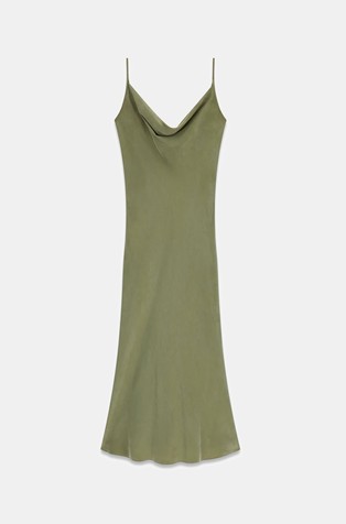 Satin long dress with straps