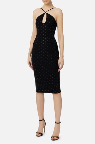 Viscose blend dress with rhinestone lettering