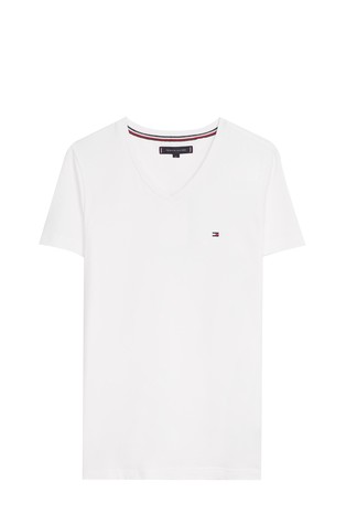 Slim fit bombažna majica s kratkimi rokavi