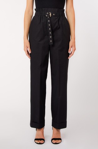High-rise cotton trousers