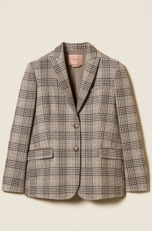 Chequered wool cloth blazer with sequins