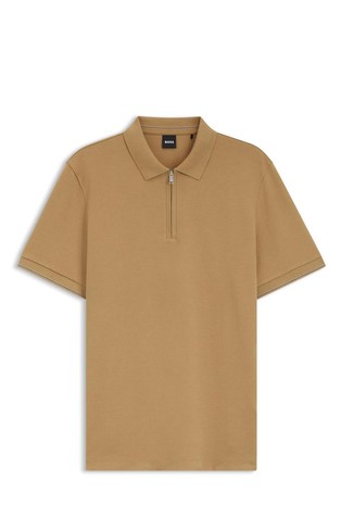 Regular-fit polo with half zip