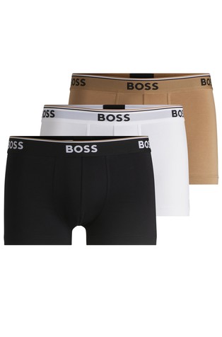 Three-pack of stretch-cotton trunks with logo waistbands