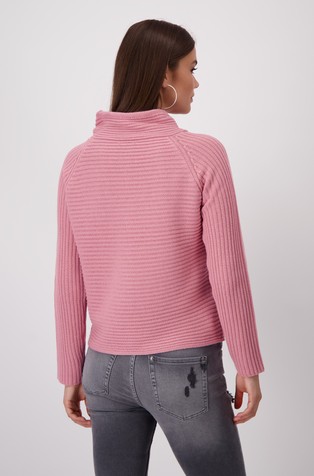 MONARI Ribbed jumper with drawstring Pink 2