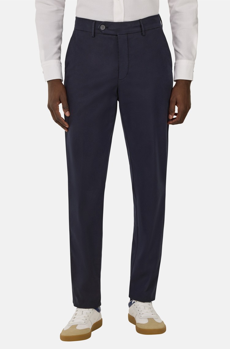 BOGGI MILANO Stretch Cotton / Tencel Trousers Navy 