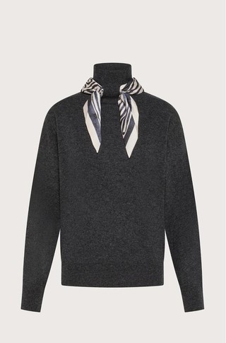 Wool and cashmere sweater with scarf detail