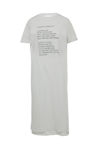 COMMA T-Shirt-Dress with front print and mesh layer Grey 4