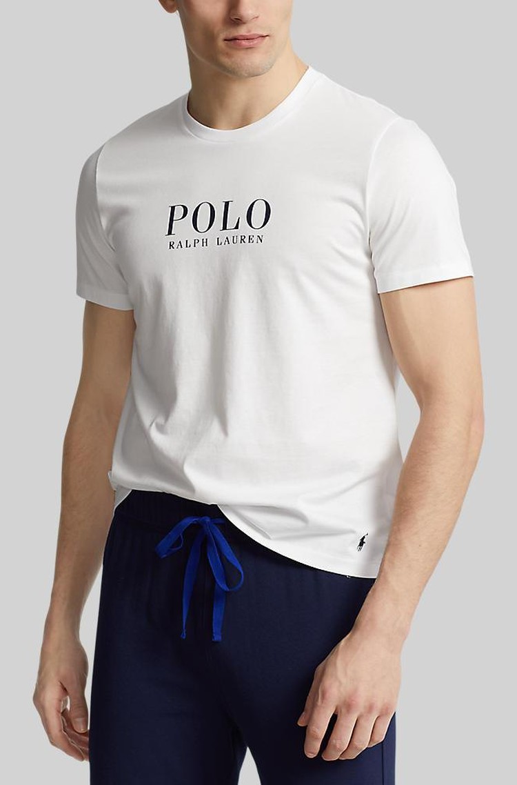 RALPH LAUREN Logo Cotton Jersey Sleep Shirt White 