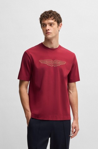 BOSS x Aston Martin logo majica iz raztegljivega bombaža