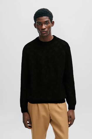 Monogram-structured sweater in virgin wool