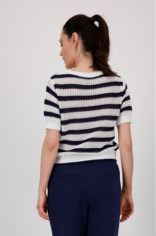 MONARI Striped knitted short-sleeved jumper White/Blue 3